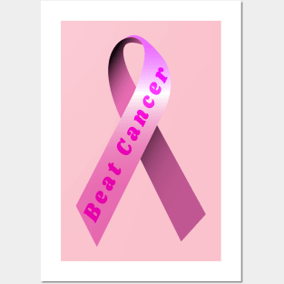 pink breast cancer ribbon Posters and Art